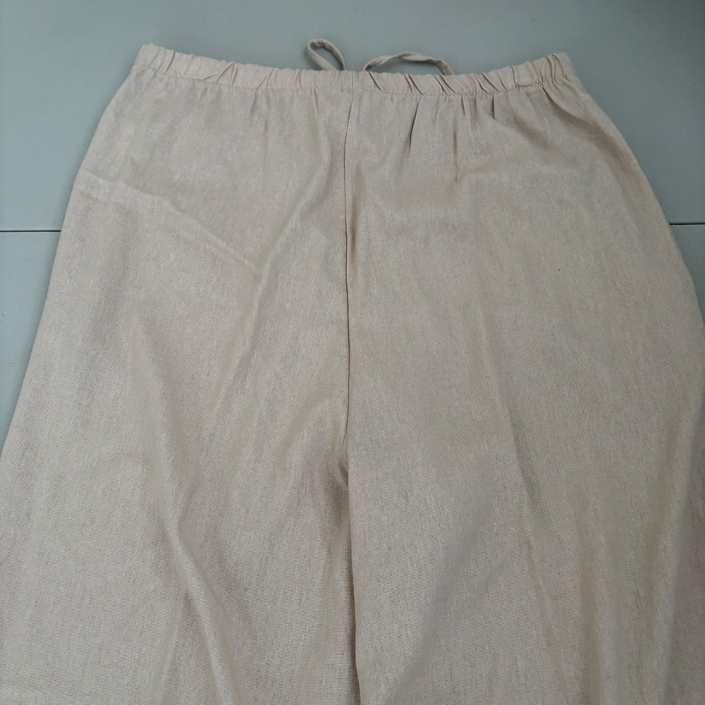 Hippie Rose Womens Tan Wide Leg Linen Blend Drawstring Pants Office  Size L Boho - Picture 10 of 11